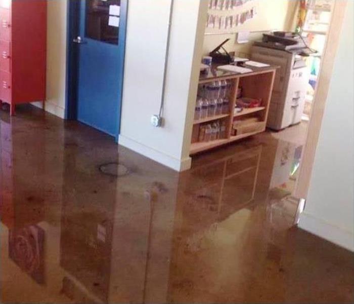 flooded commercial office space