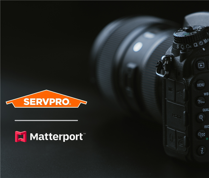 SERVPRO is Faster to Any Disaster - Matterport camera and SERVPRO logo